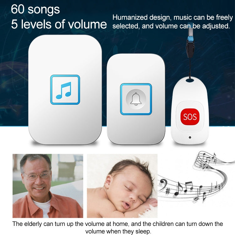 CACAZI C86 Wireless SOS Pager Doorbell Old man Child Emergency Alarm Remote Call Bell, US Plug(Black) - Wireless Doorbell by CACAZI | Online Shopping South Africa | PMC TechLife | Buy Now Pay Later Mobicred