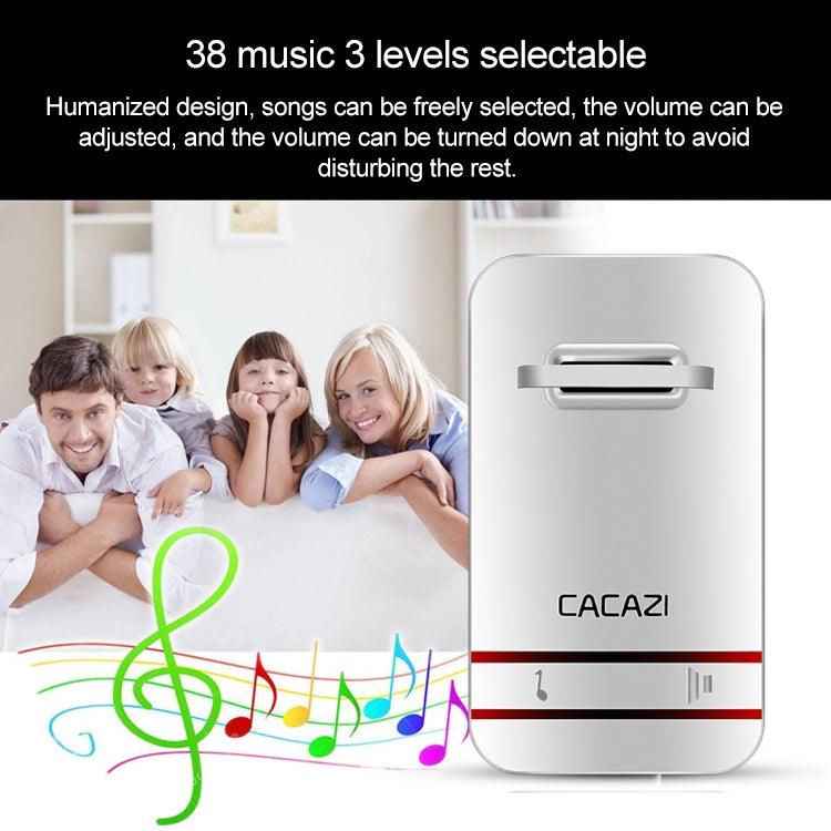 CACAZI V027G One Button Three Receivers Self-Powered Wireless Home Kinetic Electronic Doorbell, US Plug - free shipping - PMC TechLife - Order now!