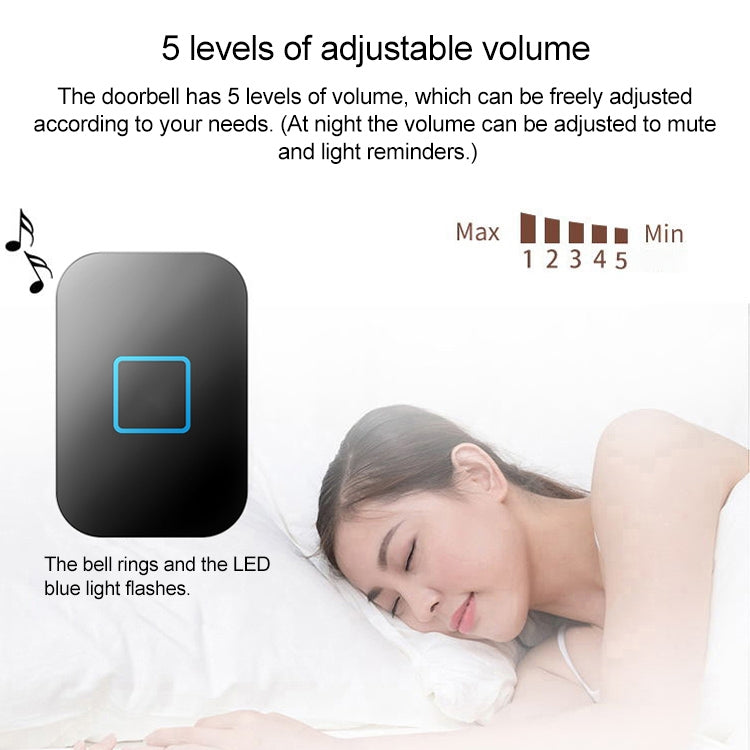 CACAZI FA88 Self-Powered Smart Home Wireless Doorbell, US Plug(Black) - Wireless Doorbell by CACAZI | Online Shopping South Africa | PMC TechLife | Buy Now Pay Later Mobicred