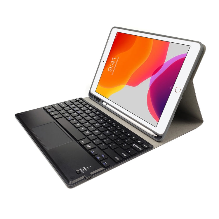 RK102C Detachable Magnetic Plastic Bluetooth Keyboard with Touchpad + Silk Pattern TPU Tablet Case for iPad 10.2, with Pen Slot & Bracket(Blue) - Universal by PMC TechLife | Online Shopping South Africa | PMC TechLife
