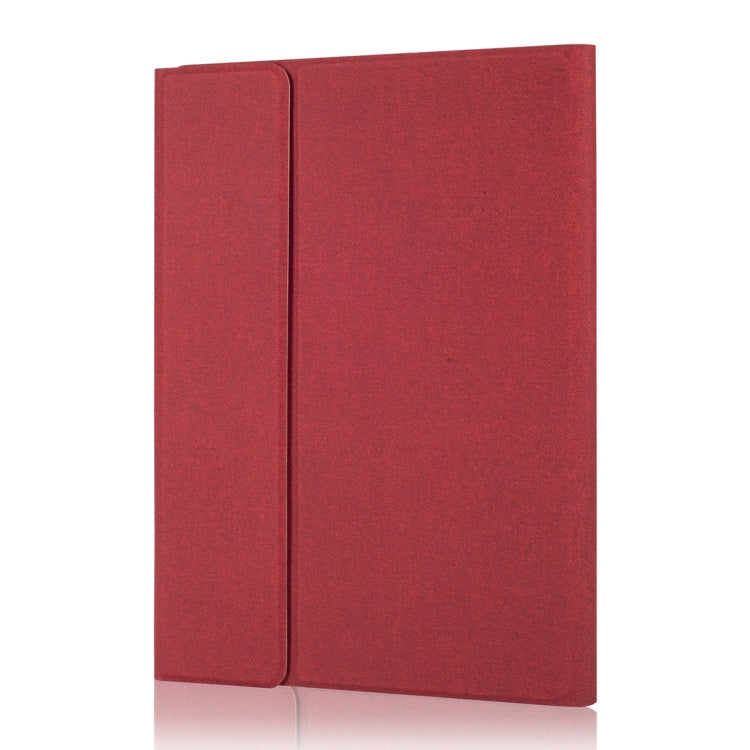 RK102C Detachable Magnetic Plastic Bluetooth Keyboard with Touchpad + Silk Pattern TPU Tablet Case for iPad 10.2, with Pen Slot & Bracket(Red) - Universal by PMC TechLife | Online Shopping South Africa | PMC TechLife