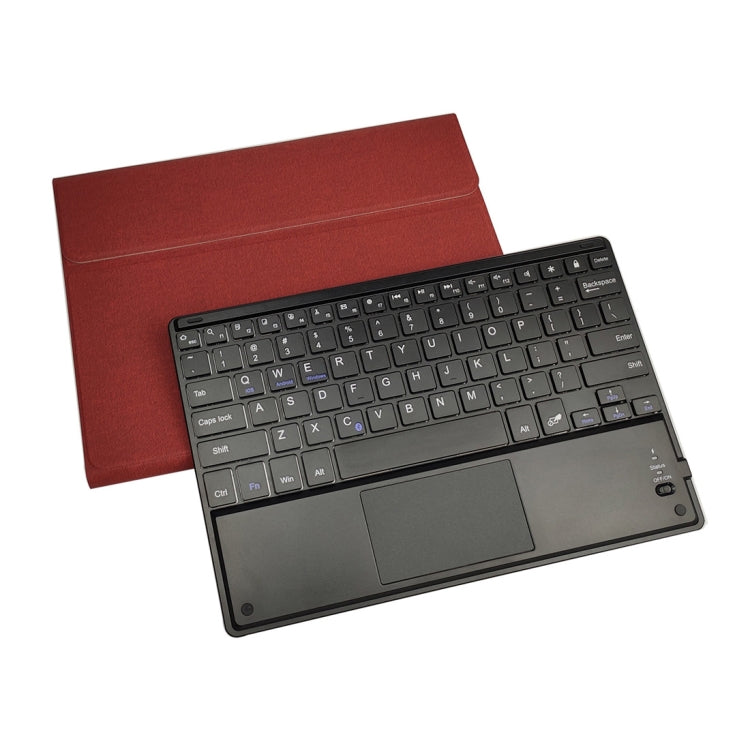 RK102C Detachable Magnetic Plastic Bluetooth Keyboard with Touchpad + Silk Pattern TPU Tablet Case for iPad 10.2, with Pen Slot & Bracket(Red) - Universal by PMC TechLife | Online Shopping South Africa | PMC TechLife