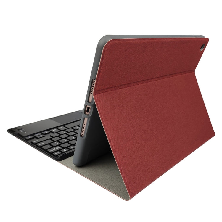 RK102C Detachable Magnetic Plastic Bluetooth Keyboard with Touchpad + Silk Pattern TPU Tablet Case for iPad 10.2, with Pen Slot & Bracket(Red) - Universal by PMC TechLife | Online Shopping South Africa | PMC TechLife