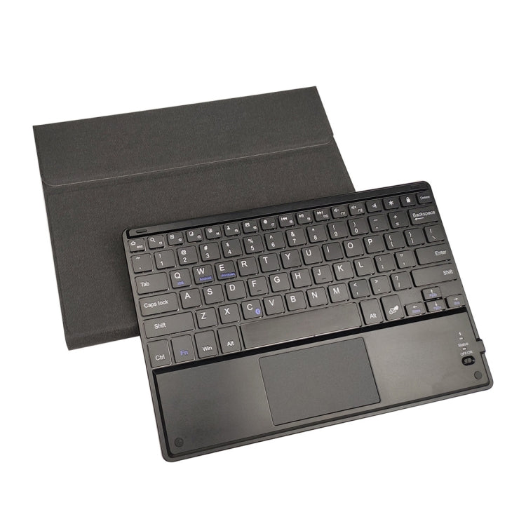 RK102C Detachable Magnetic Plastic Bluetooth Keyboard with Touchpad + Silk Pattern TPU Tablet Case for iPad 10.2, with Pen Slot & Bracket(Black) - Universal by PMC TechLife | Online Shopping South Africa | PMC TechLife