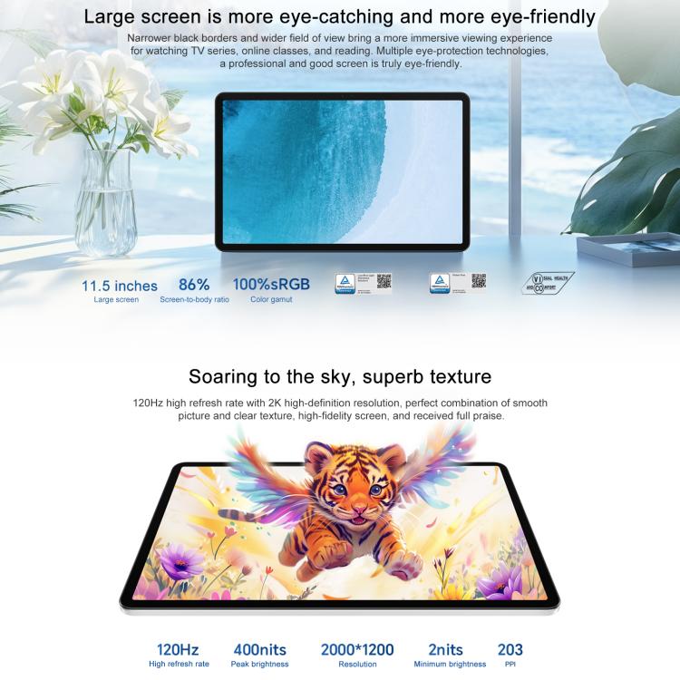 Honor Pad X9 Pro WiFi Tablet PC, 11.5 inch 6GB+128GB MagicOS 9.0 Qualcomm Snapdragon 685 Octa Core (White) - free shipping - PMc TechLife - Order now!