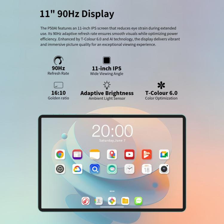 Teclast P50AI WiFi Tablet PC, 6GB+128GB, 11 inch Android 15 Allwinner A733 Octa Core with NPU - free shipping - PMc TechLife - Order now!