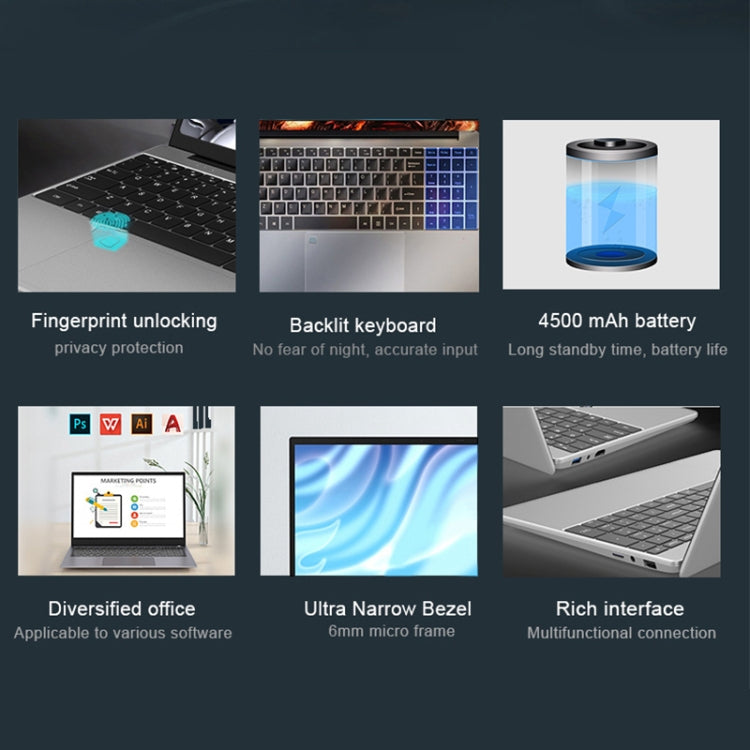 H15 15.6 inch Ultrathin Laptop, 16GB+1TB, Windows 11 Intel Processor N95 Quad Core, EU Plug (Silver) - free shipping - PMc TechLife - Order now!