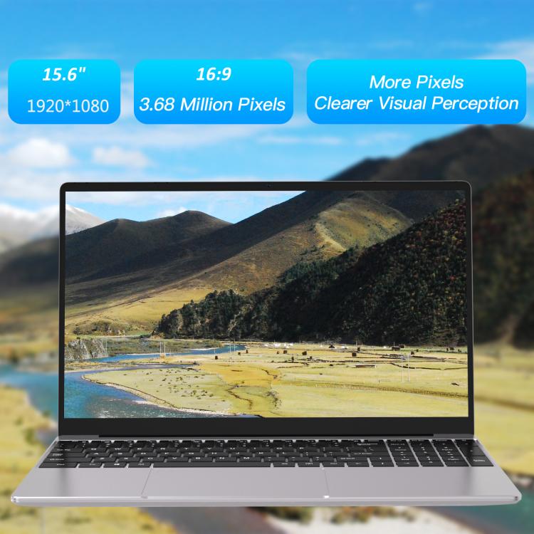 N5095 15.6 inch Laptop, 8GB+256GB, Windows 11 Intel Celeron N5095 Quad Core, Support Fingerprint Unlock, EU Plug (Silver) - free shipping - PMc TechLife - Order now!
