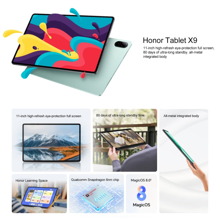 Honor Pad X9 WiFi Tablet PC, 11 inch 8GB+128GB MagicOS 8.0 Qualcomm Snapdragon 680 Octa Core (Grey) - free shipping - PMC Jewellery - Order now!