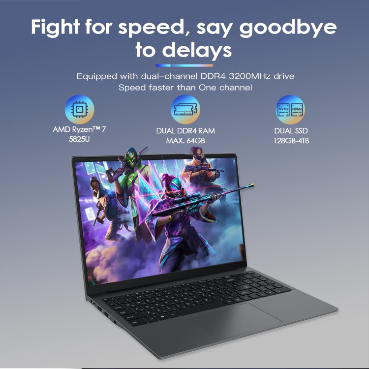 GXMO G156 15.6 inch Laptop, 16GB+512GB, Windows 11 AMD Ryzen 7 5825U Octa Core, Support Fingerprint Unlock, EU Plug - free shipping - PMc TechLife - Order now!