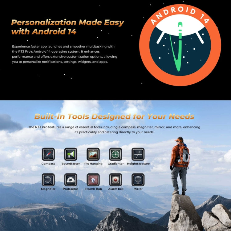 OUKITEL RT3 Pro 4G Network IP68/IP69K Rugged Tablet, 4GB+128GB, 8.0 inch Android 14 MediaTek G81 Octa-Core Support Dual SIM, EU Plug (Black) - free shipping - PMC Jewellery - Order now!