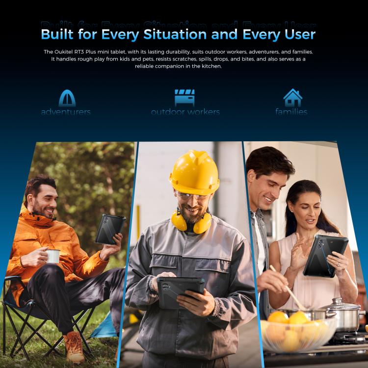 OUKITEL RT3 Plus 4G Network IP68/IP69K Rugged Tablet, 4GB+128GB, 8.0 inch Android 15 MediaTek G81 Octa-Core Support Dual SIM, EU Plug (Blue) - free shipping - PMC TechLife - Order now!