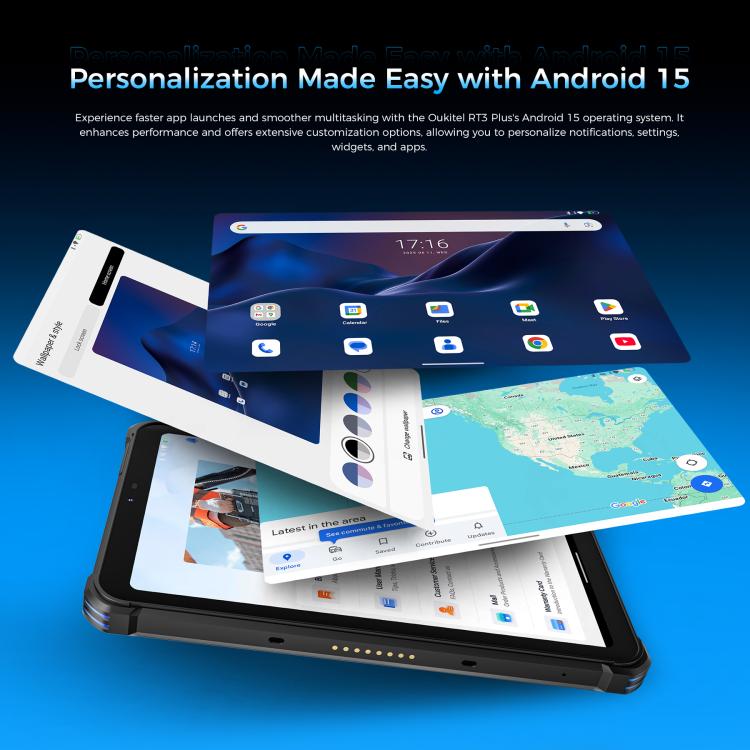 OUKITEL RT3 Plus 4G Network IP68/IP69K Rugged Tablet, 4GB+128GB, 8.0 inch Android 15 MediaTek G81 Octa-Core Support Dual SIM, EU Plug (Blue) - free shipping - PMC TechLife - Order now!