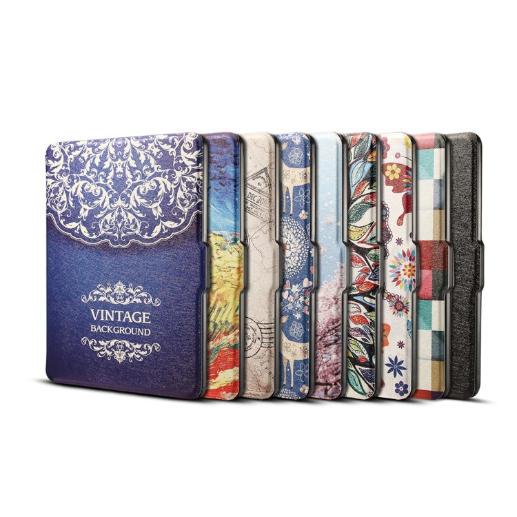European Flower Vine Print Horizontal Flip PU Leather Protective Case for Amazon Kindle Paperwhite 1 & 2 & 3 with Sleep / Wake-up - Amazon by PMC TechLife | Online Shopping South Africa | PMC TechLife