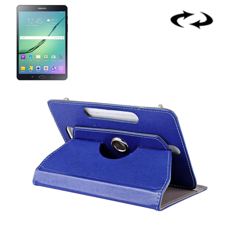 8 inch Tablets Leather Case Crazy Horse Texture 360 Degrees Rotation Protective Case Shell with Holder for Galaxy Tab S2 8.0 T715 / T710, Cube U16GT, ONDA Vi30W, Teclast P86(Blue) - 8 inch by PMC TechLife | Online Shopping South Africa | PMC TechLife
