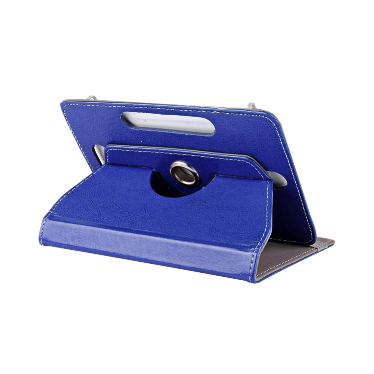 8 inch Tablets Leather Case Crazy Horse Texture 360 Degrees Rotation Protective Case Shell with Holder for Galaxy Tab S2 8.0 T715 / T710, Cube U16GT, ONDA Vi30W, Teclast P86(Blue) - 8 inch by PMC TechLife | Online Shopping South Africa | PMC TechLife