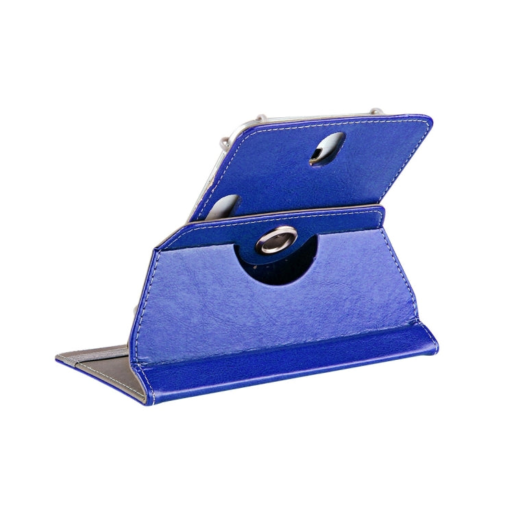 8 inch Tablets Leather Case Crazy Horse Texture 360 Degrees Rotation Protective Case Shell with Holder for Galaxy Tab S2 8.0 T715 / T710, Cube U16GT, ONDA Vi30W, Teclast P86(Blue) - 8 inch by PMC TechLife | Online Shopping South Africa | PMC TechLife