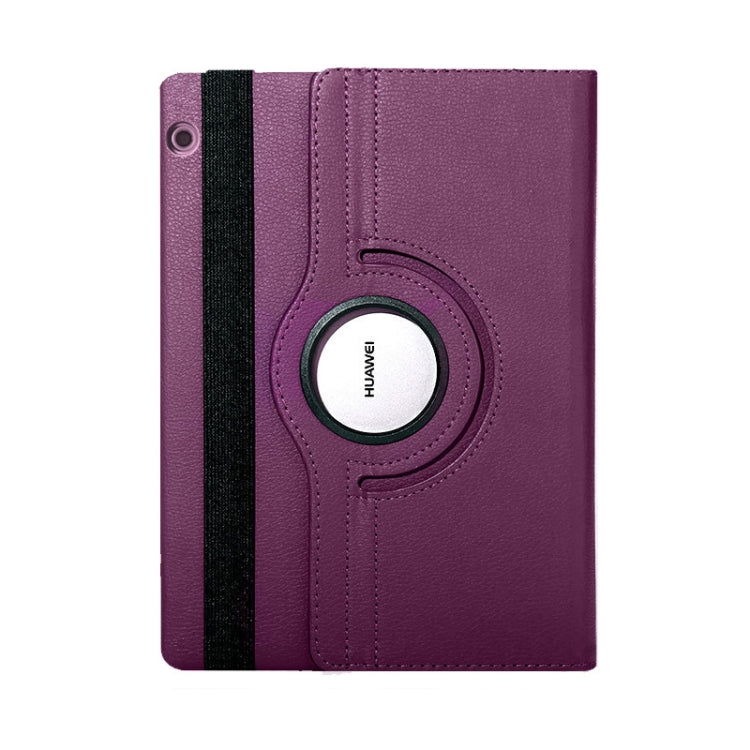 Litchi Texture Horizontal Flip 360 Degrees Rotation Leather Case for Huawei MediaPad T5 10.1, with Holder (Purple) - Huawei by PMC TechLife | Online Shopping South Africa | PMC TechLife