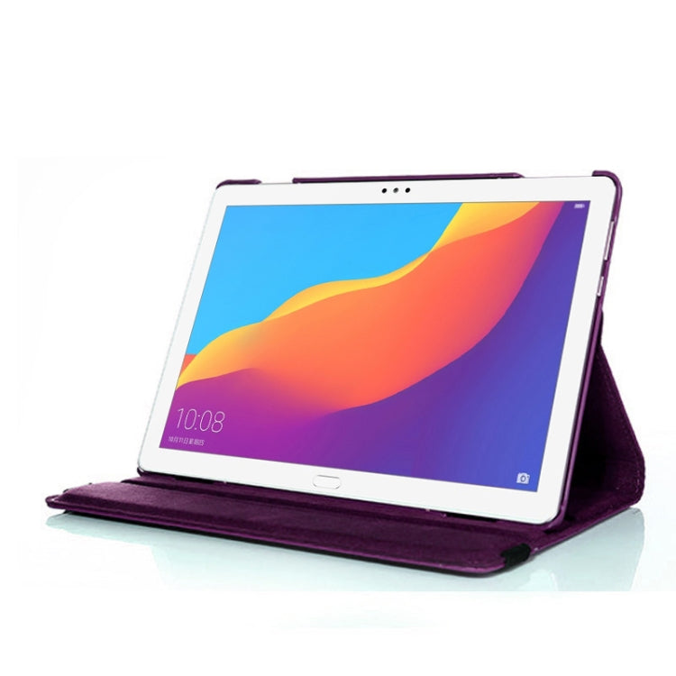 Litchi Texture Horizontal Flip 360 Degrees Rotation Leather Case for Huawei MediaPad T5 10.1, with Holder (Purple) - Huawei by PMC TechLife | Online Shopping South Africa | PMC TechLife