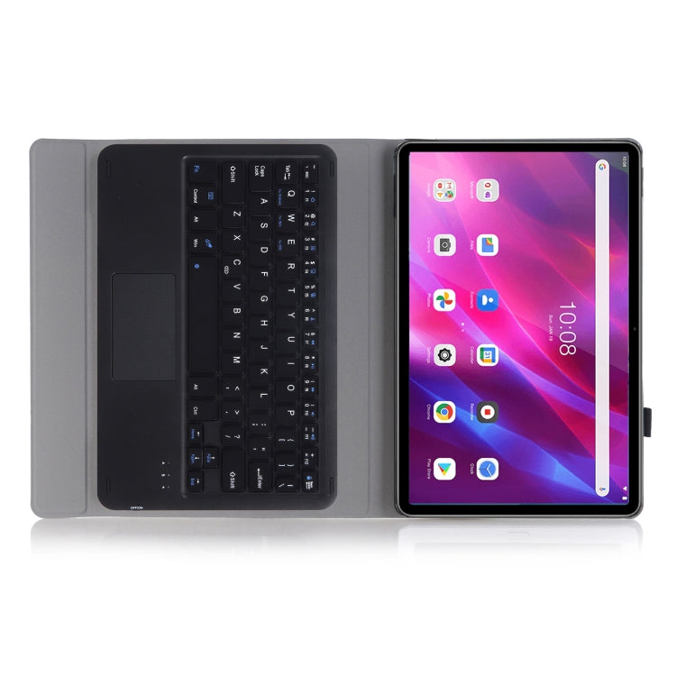 AK10-A 2 in 1 Detachable Bluetooth Keyboard + Lambskin Texture TPU Protective Leather Tablet Case with Touchpad & Holder for Lenovo Qitian K10 TB-X6C6X(Black) - Lenovo Keyboard by PMC TechLife | Online Shopping South Africa | PMC TechLife