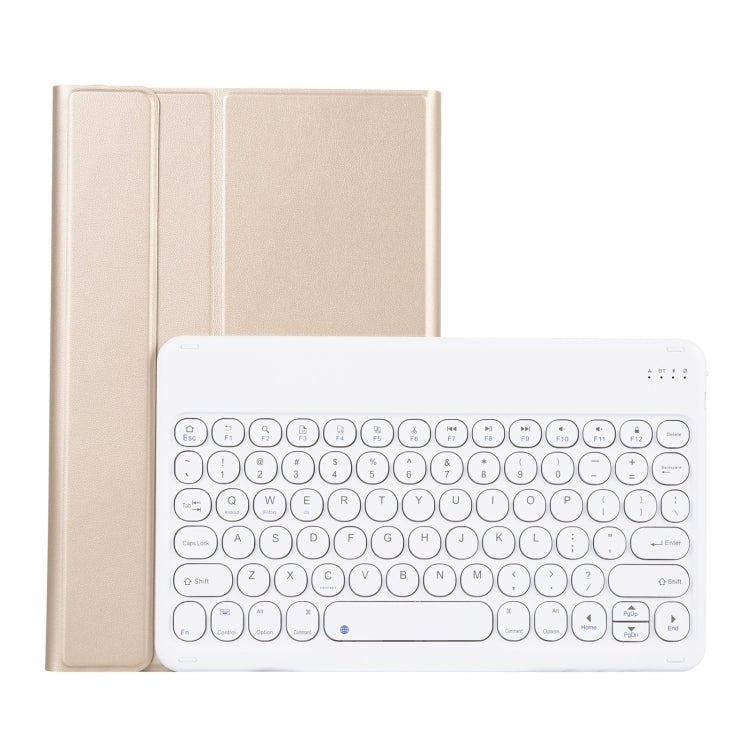 YAK10 2 in 1 Detachable Round Keycap Bluetooth Keyboard + Lambskin Texture TPU Protective Leather Tablet Case with Holder for Lenovo Qitian K10 TB-X6C6X(Gold) - Lenovo Keyboard by PMC TechLife | Online Shopping South Africa | PMC TechLife