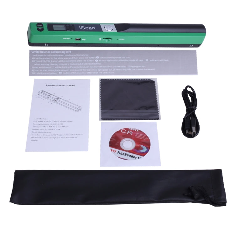 iScan01 Mobile Document Handheld Scanner with LED Display, A4 Contact Image Sensor(Green) - Portable Scanner by PMC TechLife | Online Shopping South Africa | PMC TechLife | Buy Now Pay Later Mobicred