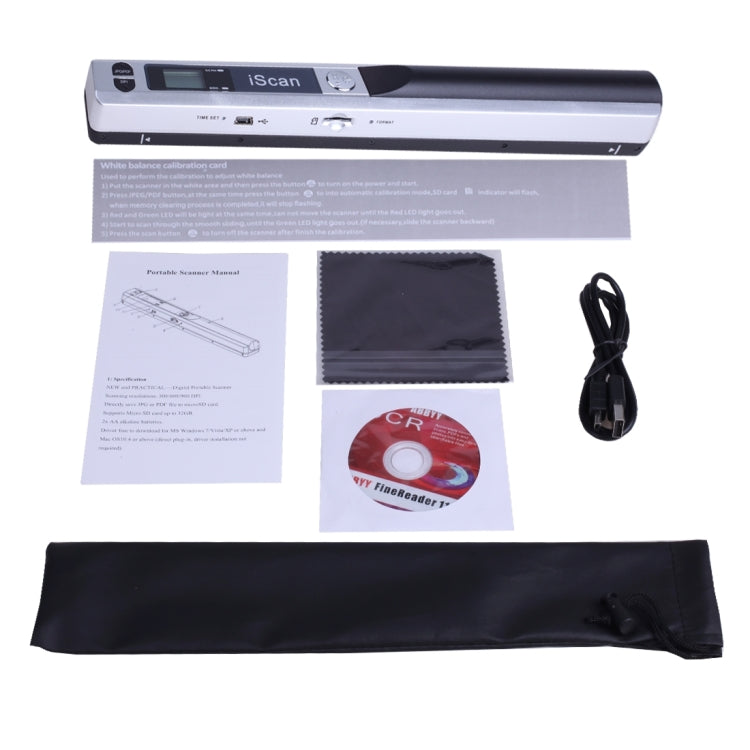 iScan01 Mobile Document Handheld Scanner with LED Display, A4 Contact Image Sensor(Silver) - Portable Scanner by PMC TechLife | Online Shopping South Africa | PMC TechLife | Buy Now Pay Later Mobicred