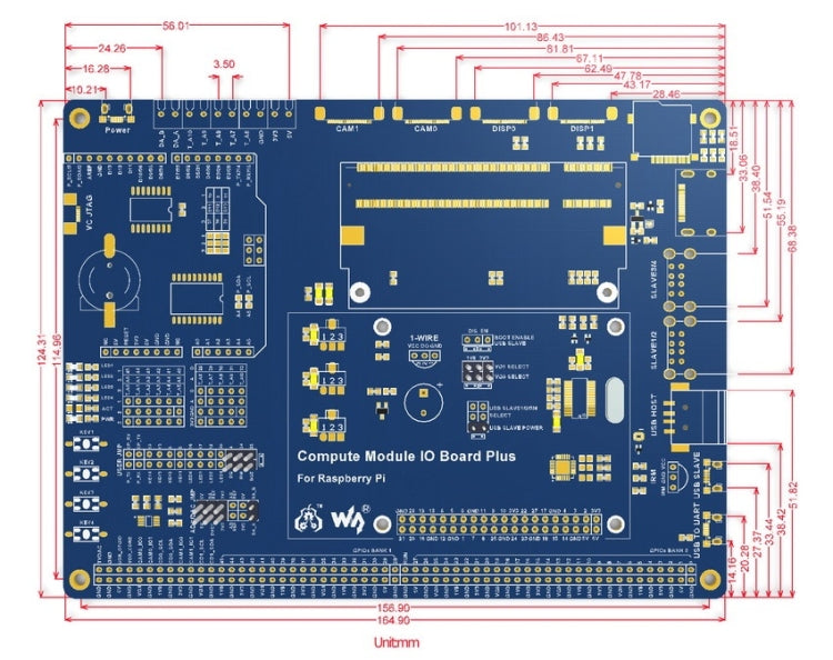 Waveshare Compute Module IO Board Plus for Raspberry Pi CM3 / CM3L / CM3+ / CM3+L - LCD & LED Display Module by PMC TechLife | Online Shopping South Africa | PMC TechLife | Buy Now Pay Later Mobicred