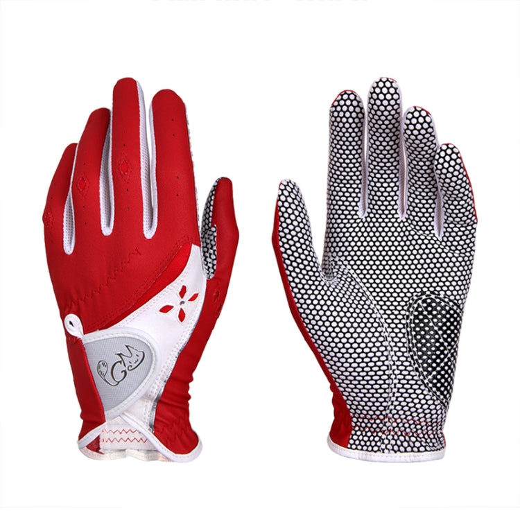 PGM One Pair Golf Non-Slip PU Leather Gloves for Women (Color:Red Size:18) - free shipping - PMC TechLife - Order now!