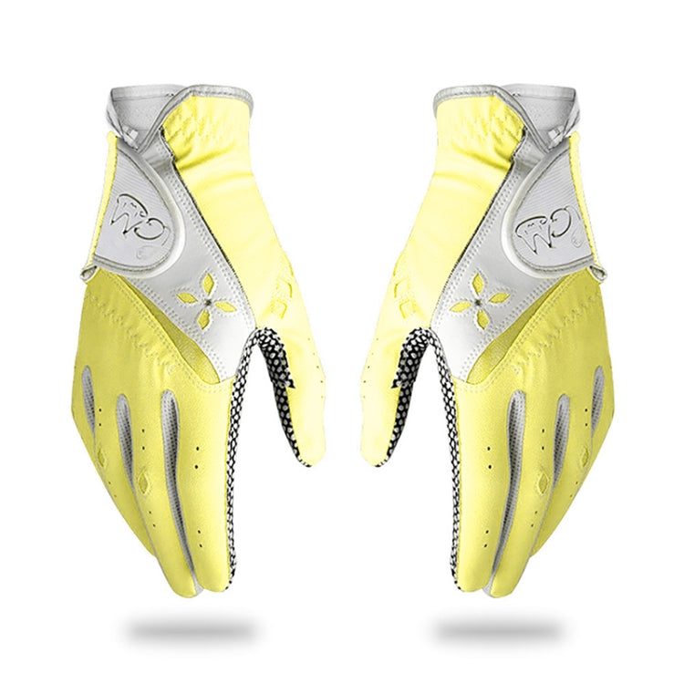 PGM One Pair Golf Non-Slip PU Leather Gloves for Women (Color:Yellow Size:18) - free shipping - PMC TechLife - Order now!