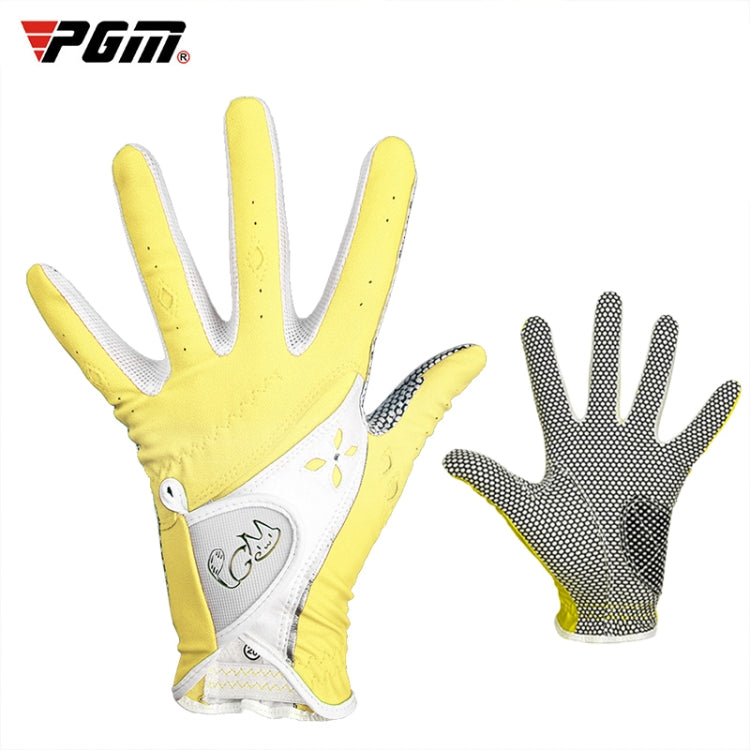 PGM One Pair Golf Non-Slip PU Leather Gloves for Women (Color:Yellow Size:19) - free shipping - PMC TechLife - Order now!