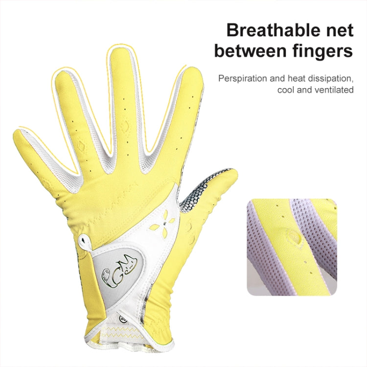PGM One Pair Golf Non-Slip PU Leather Gloves for Women (Color:Yellow Size:19) - free shipping - PMC TechLife - Order now!