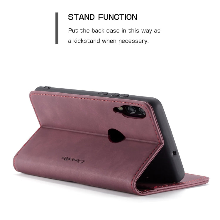 CaseMe Multifunctional Retro Frosted Horizontal Flip Leather Case for Huawei P Smart 2019 /  Honor 10 Lite, with Card Slots & Holder & Wallet(Wine Red) - Honor Cases by CaseMe | Online Shopping South Africa | PMC Jewellery | Buy Now Pay Later Mobicred