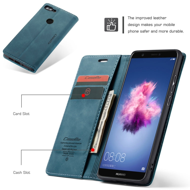 CaseMe Multifunctional Retro Frosted Horizontal Flip Leather Case for Huawei P Smart / Enjoy 7S /  Honor 9 Lite, with Card Slots & Holder & Wallet(Blue) - Honor Cases by CaseMe | Online Shopping South Africa | PMC Jewellery | Buy Now Pay Later Mobicred