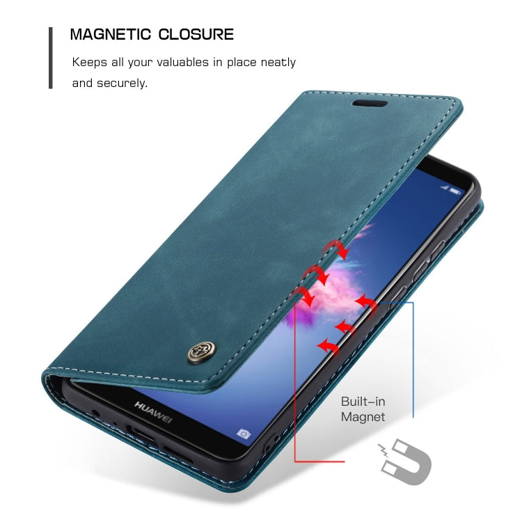 CaseMe Multifunctional Retro Frosted Horizontal Flip Leather Case for Huawei P Smart / Enjoy 7S /  Honor 9 Lite, with Card Slots & Holder & Wallet(Blue) - Honor Cases by CaseMe | Online Shopping South Africa | PMC Jewellery | Buy Now Pay Later Mobicred