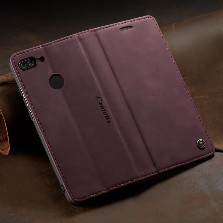 CaseMe Multifunctional Retro Frosted Horizontal Flip Leather Case for Huawei P Smart / Enjoy 7S /  Honor 9 Lite, with Card Slots & Holder & Wallet(Wine Red) - Honor Cases by CaseMe | Online Shopping South Africa | PMC Jewellery | Buy Now Pay Later Mobicred
