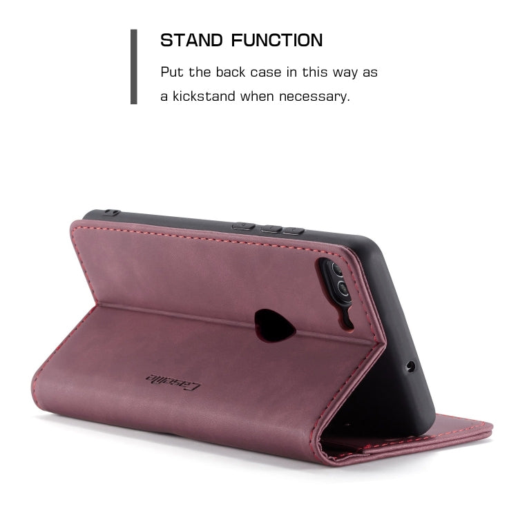 CaseMe Multifunctional Retro Frosted Horizontal Flip Leather Case for Huawei P Smart / Enjoy 7S /  Honor 9 Lite, with Card Slots & Holder & Wallet(Wine Red) - Honor Cases by CaseMe | Online Shopping South Africa | PMC Jewellery | Buy Now Pay Later Mobicred