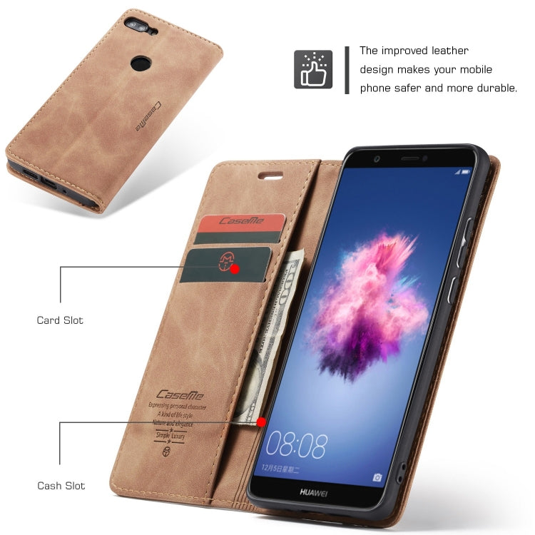 CaseMe Multifunctional Retro Frosted Horizontal Flip Leather Case for Huawei P Smart / Enjoy 7S /  Honor 9 Lite, with Card Slots & Holder & Wallet(Brown) - Honor Cases by CaseMe | Online Shopping South Africa | PMC Jewellery | Buy Now Pay Later Mobicred