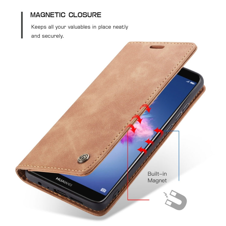 CaseMe Multifunctional Retro Frosted Horizontal Flip Leather Case for Huawei P Smart / Enjoy 7S /  Honor 9 Lite, with Card Slots & Holder & Wallet(Brown) - Honor Cases by CaseMe | Online Shopping South Africa | PMC Jewellery | Buy Now Pay Later Mobicred