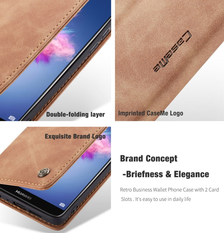 CaseMe Multifunctional Retro Frosted Horizontal Flip Leather Case for Huawei P Smart / Enjoy 7S /  Honor 9 Lite, with Card Slots & Holder & Wallet(Brown) - Honor Cases by CaseMe | Online Shopping South Africa | PMC Jewellery | Buy Now Pay Later Mobicred