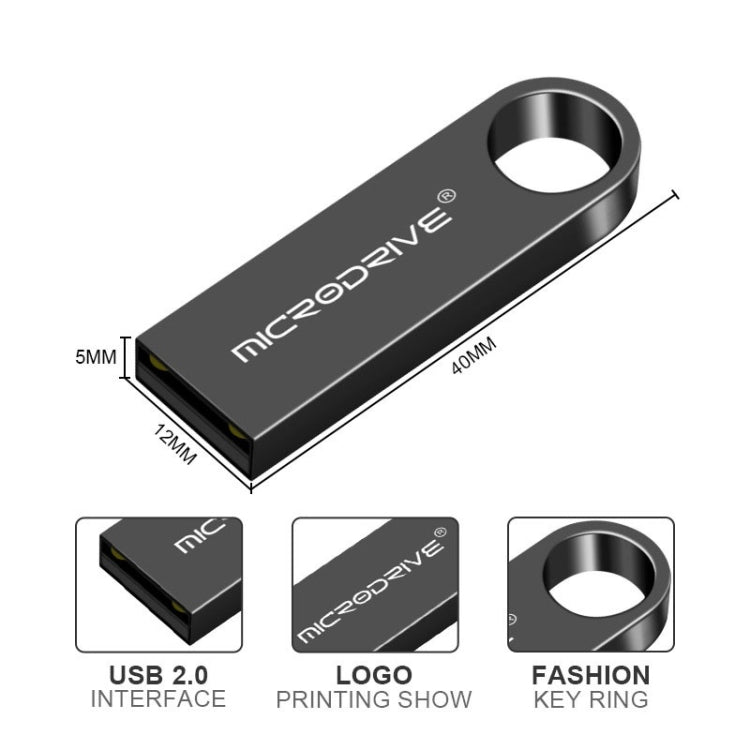 MicroDrive 128GB USB 2.0 Metal Waterproof High Speed U Disk(Grey) - free shipping - PMC Jewellery - Order now!