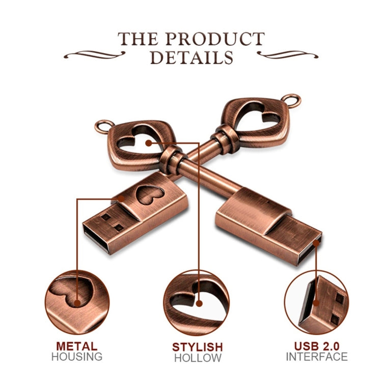 MicroDrive 4GB USB 2.0 Copper Love Key U Disk - USB Flash Drives by MicroDrive | Online Shopping South Africa | PMC TechLife | Buy Now Pay Later Mobicred