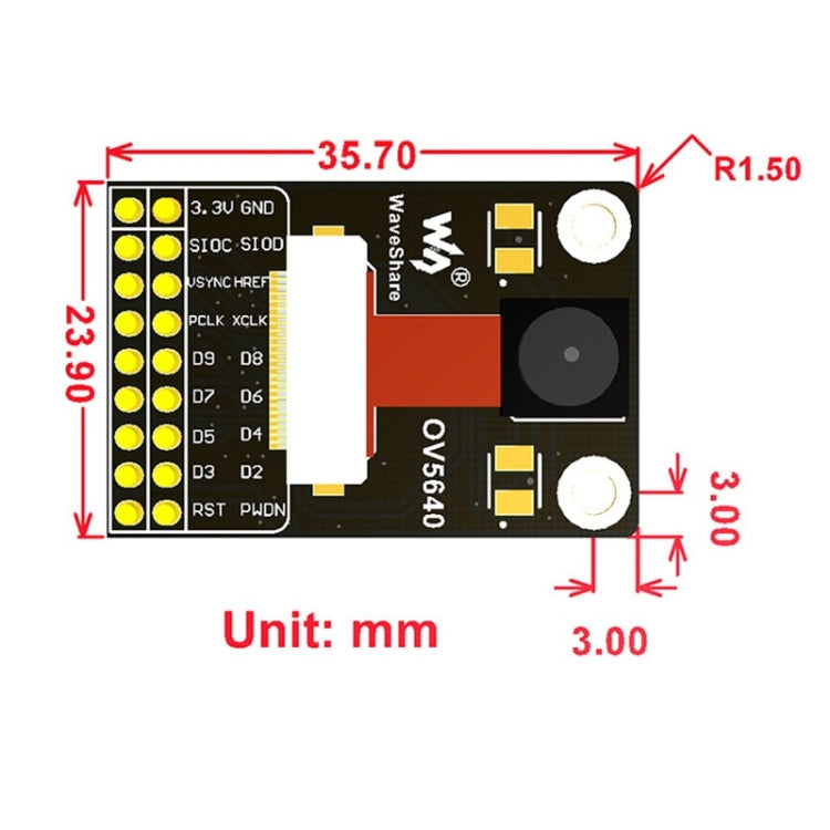 Waveshare OV5640 Camera Module Board (A), 5 Megapixel (2592x1944), Based on OV5640 Image Sensor - free shipping - PMC TechLife - Order now!