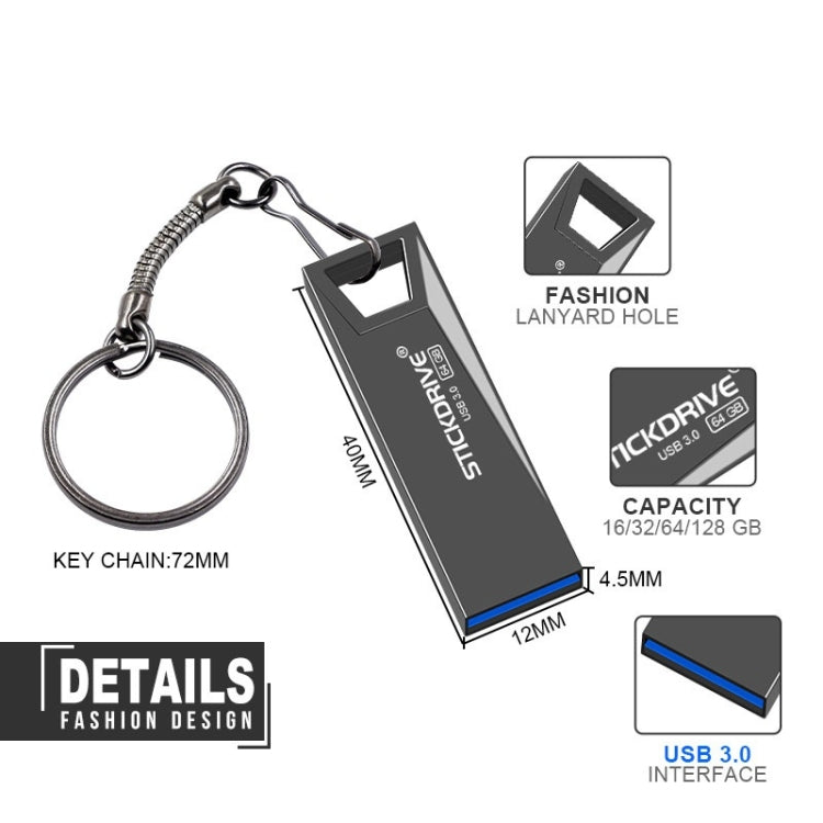 STICKDRIVE 64GB USB 3.0 High Speed Mini Metal U Disk (Black) - USB Flash Drives by STICKDRIVE | Online Shopping South Africa | PMC TechLife | Buy Now Pay Later Mobicred