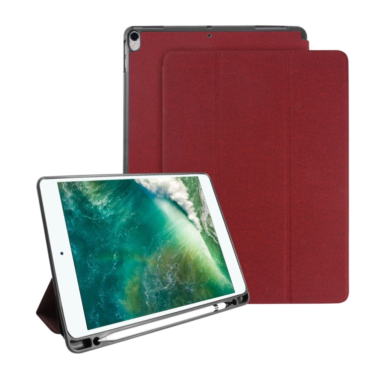 Mutural Exquisite Series Cloth Texture PU+TPU Leather Case for iPad Pro 10.5 inch, with 3-Fold Holder & Pen Slot & Sleep & Wake-up Function(Red) - free shipping - PMC TechLife - Order now!