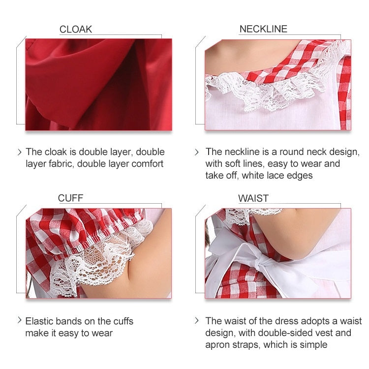 Little Red Riding Hood Parent Child Fairy Tale Drama Performance Costume Little Red Riding Hood Dress Little Maid Two Dress Halloween Costume (Color:Cape+Maid Size:XS) - Clothing by PMC TechLife | Online Shopping South Africa | PMC TechLife