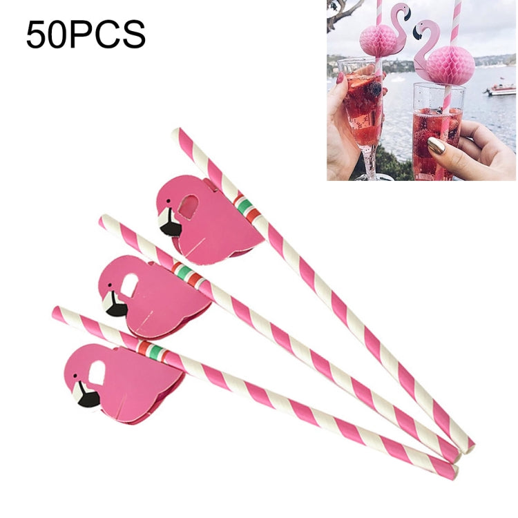 50 PCS 3D Flamingo Jungle Paper Straws Party Decorations Cocktail Straw (Pink) - Drinking Tools by PMC TechLife | Online Shopping South Africa | PMC TechLife | Buy Now Pay Later Mobicred