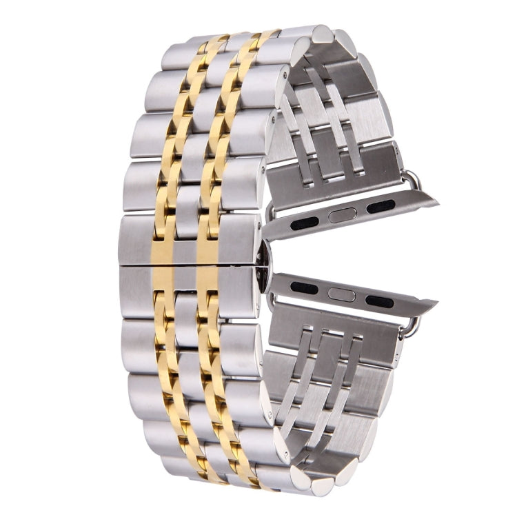 20mm Women Hidden Butterfly Buckle 7 Beads Stainless Steel Watch Band For Apple Watch 38mm(Silver Gold) - free shipping - PMC TechLife - Order now!