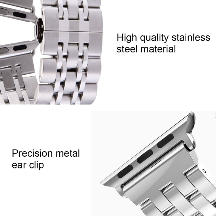 20mm Women Hidden Butterfly Buckle 7 Beads Stainless Steel Watch Band For Apple Watch 38mm(Silver Gold) - free shipping - PMC TechLife - Order now!