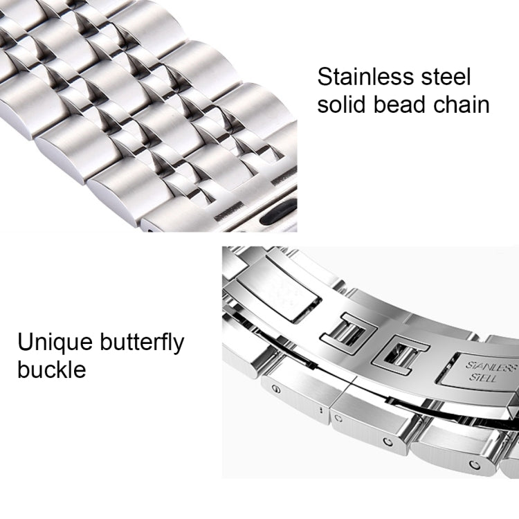 20mm Women Hidden Butterfly Buckle 7 Beads Stainless Steel Watch Band For Apple Watch 38mm(Silver Gold) - free shipping - PMC TechLife - Order now!